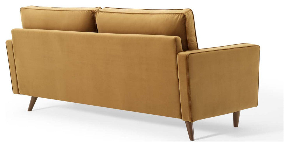 Valour Performance Velvet Sofa - Cognac