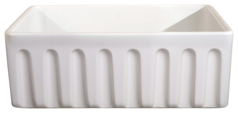 Fireclay Sink, Single Bowl Farmhouse Apron Kitchen Sink, White, 36"