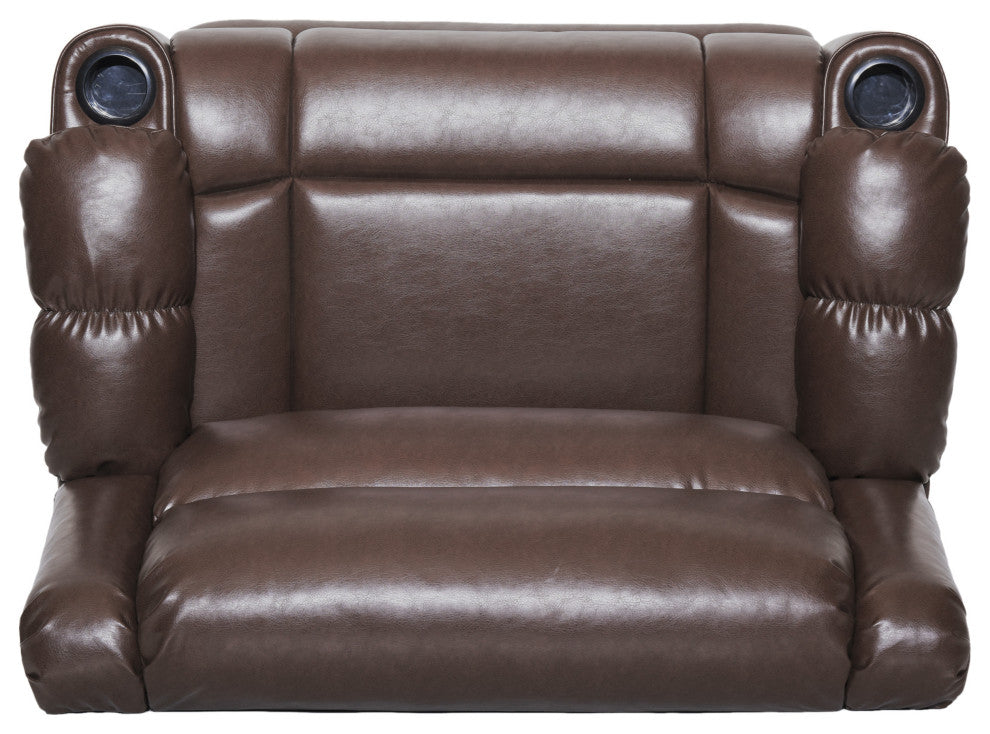 Upham Faux Leather Oversized Pushback Recliner, Dark Brown/Espresso