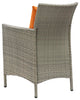 Side Dining Chair Armchair, Set of 4, Rattan, Wicker, Gray Orange, Outdoor