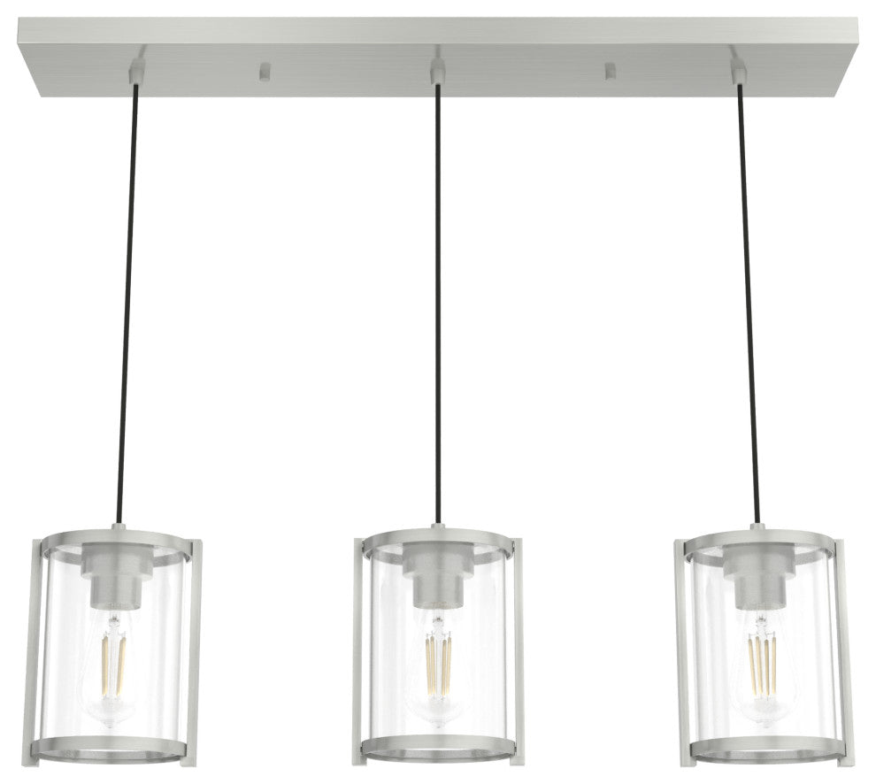 Hunter Astwood Brushed Nickel 3-Light Linear Cluster Ceiling Light Fixture