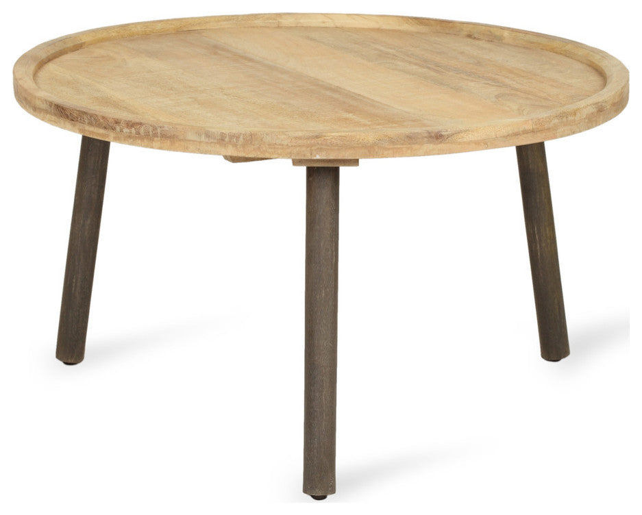 Merry Rustic Handcrafted Round Mango Wood Coffee Table