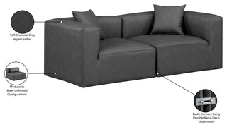 Cube Upholstered Modular Sofa, Grey, 2-Piece: 2 Corner Chair, Vegan Leather