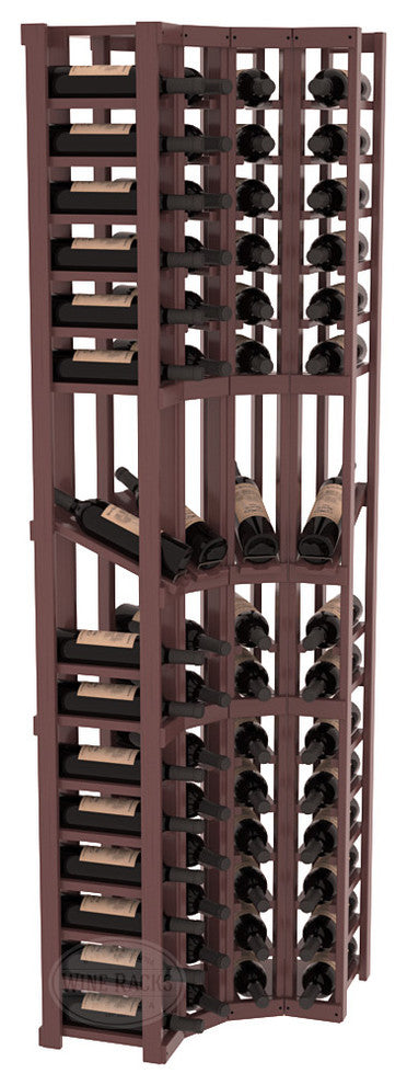 4 Column Display Corner Cellar Pine, Walnut Stain, Satin Finish
