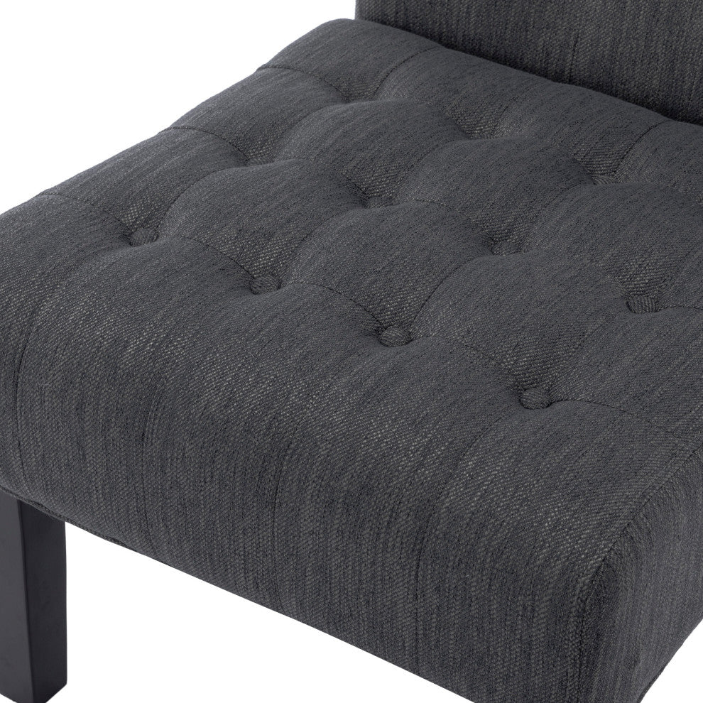 Mulligan Fabric Tufted Slipper Chairs, Set of 2, Charcoal + Matte Black
