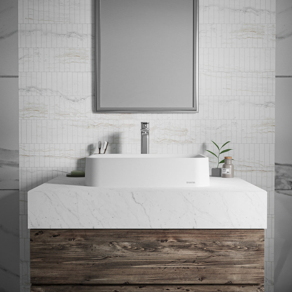Karran Sea Crest SQS200 Quartz 22" Bathroom Vessel Sink, White