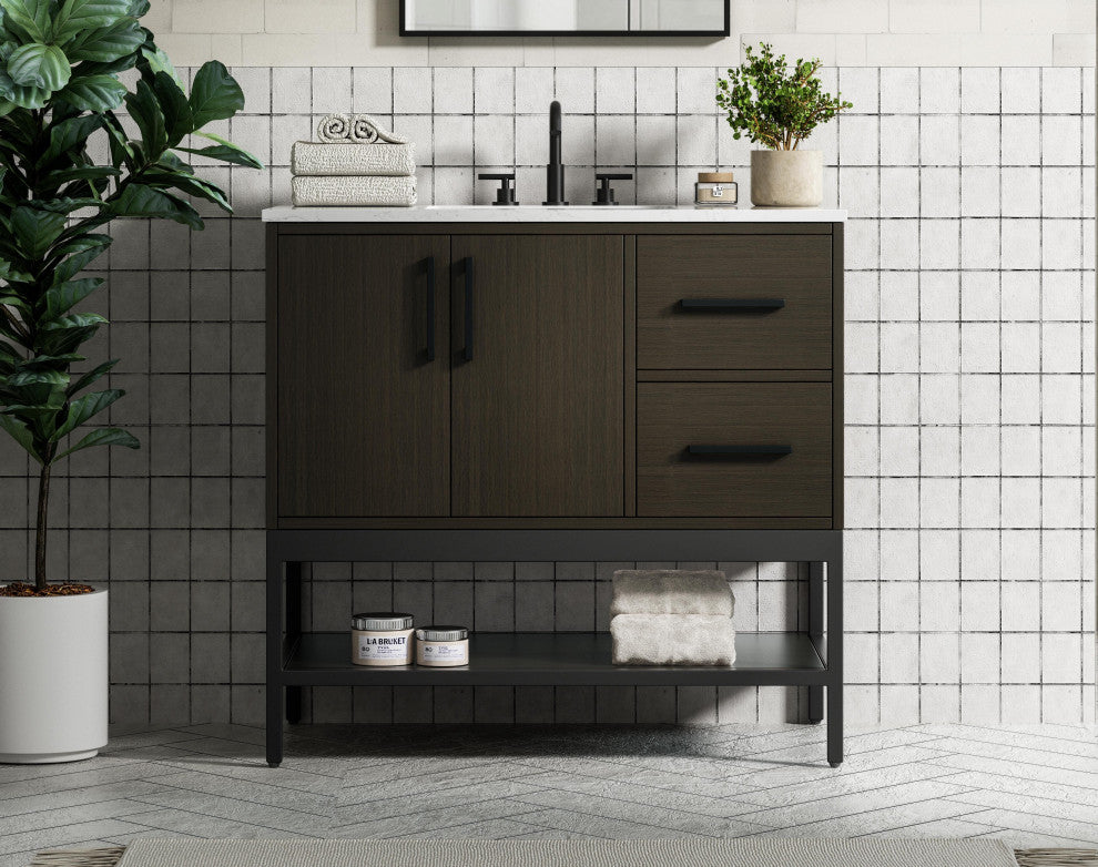 Home Living 36" Single Bathroom Vanity, Mocha Brown