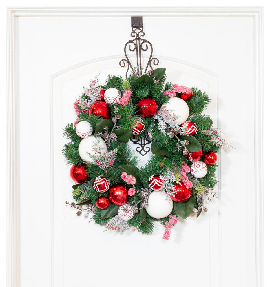 24" Lighted Christmas Wreath, Nordic