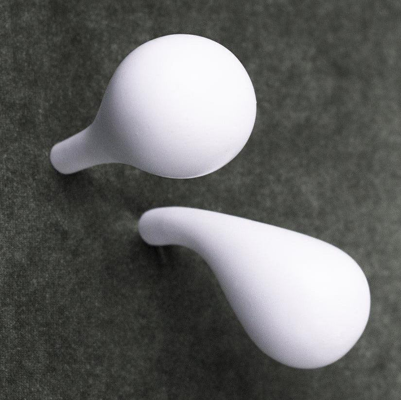 Gloss Bubble 2 in Round Wall Hook Floating Organic Shape Ball Modern, White, Angled