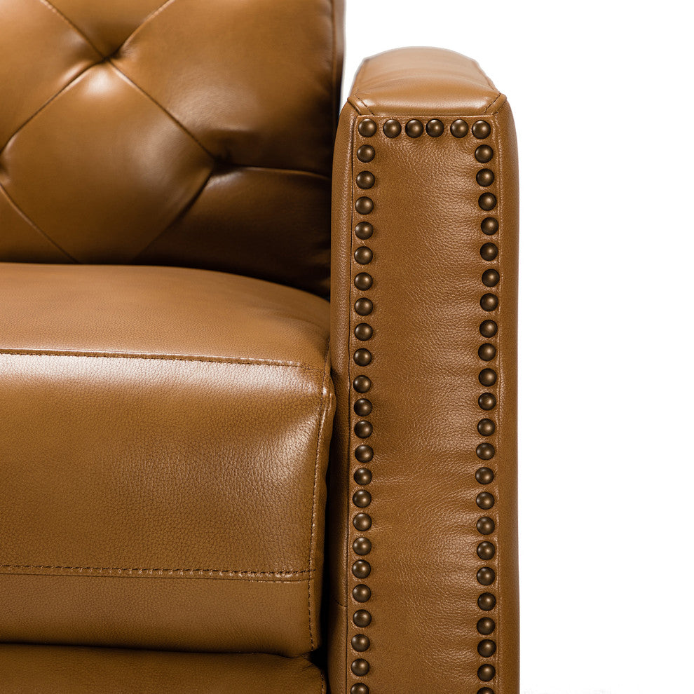Fernando 31.50"W Genuine Leather Power Recliner, Set of 2, Camel