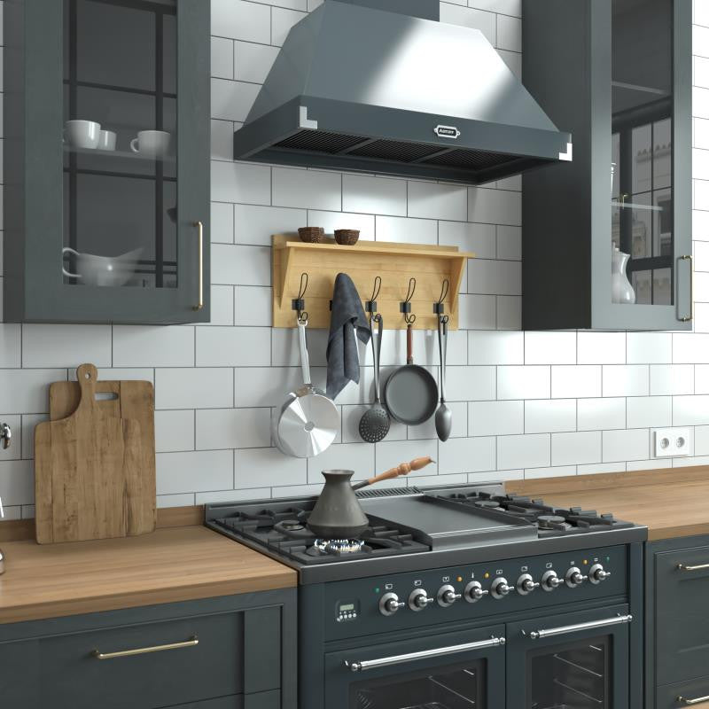 Daly Wall Mounted Solid Pine Wood Storage Rack With Upper Shelf and 5 Hooks, Bamboo