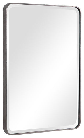Uttermost Aramis Contemporary Iron and Glass Wall Mirror in Silver Leaf