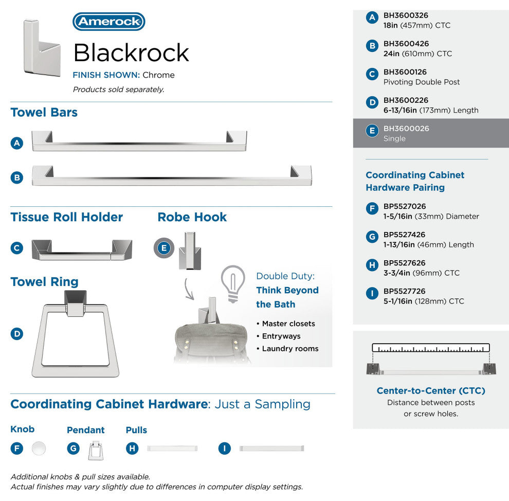 Blackrock Contemporary Single Robe Hook, Chrome