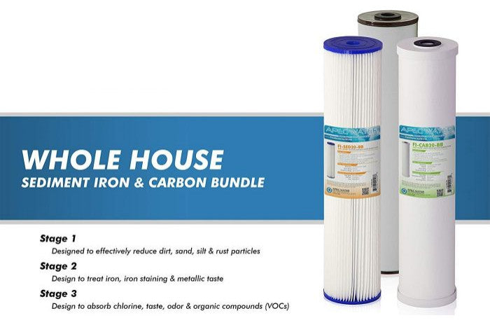 APEC 20" BB Whole House Iron, Sediment and Carbon Water Filter System