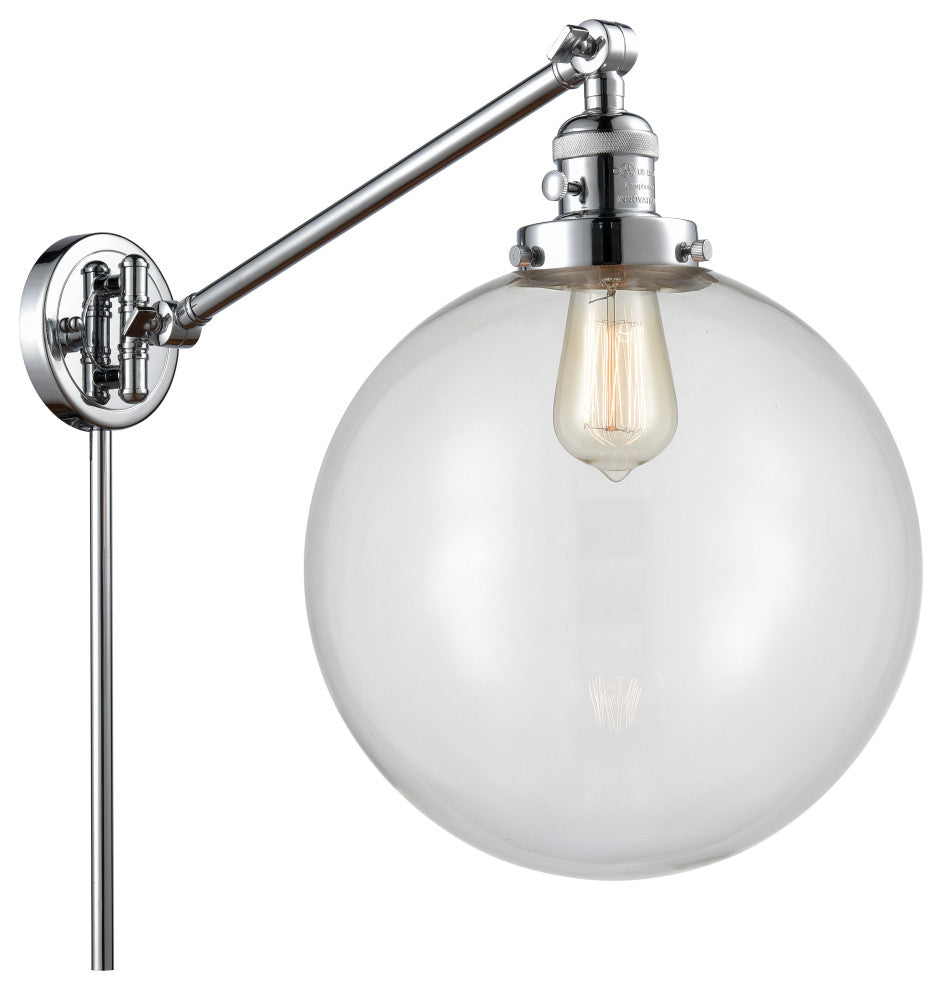 Beacon Swing Arm With Switch, Polished Chrome, Clear, Clear