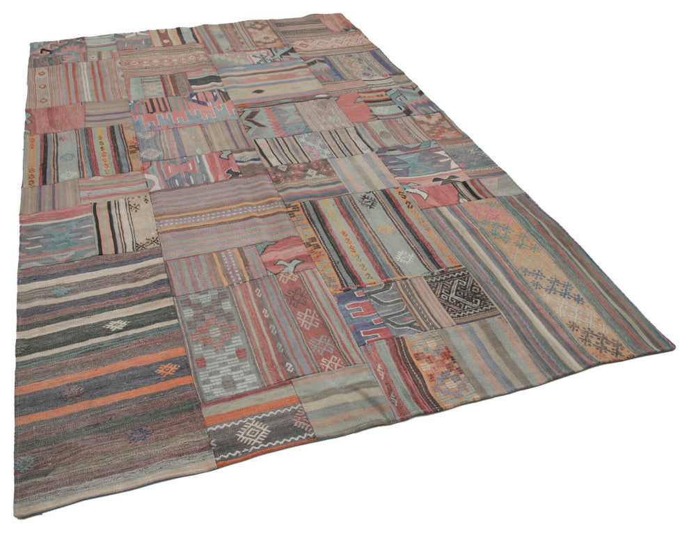 Rug N Carpet - Handmade Anatolian 6' 8'' x 9' 10'' Unique Patchwork Kilim Rug