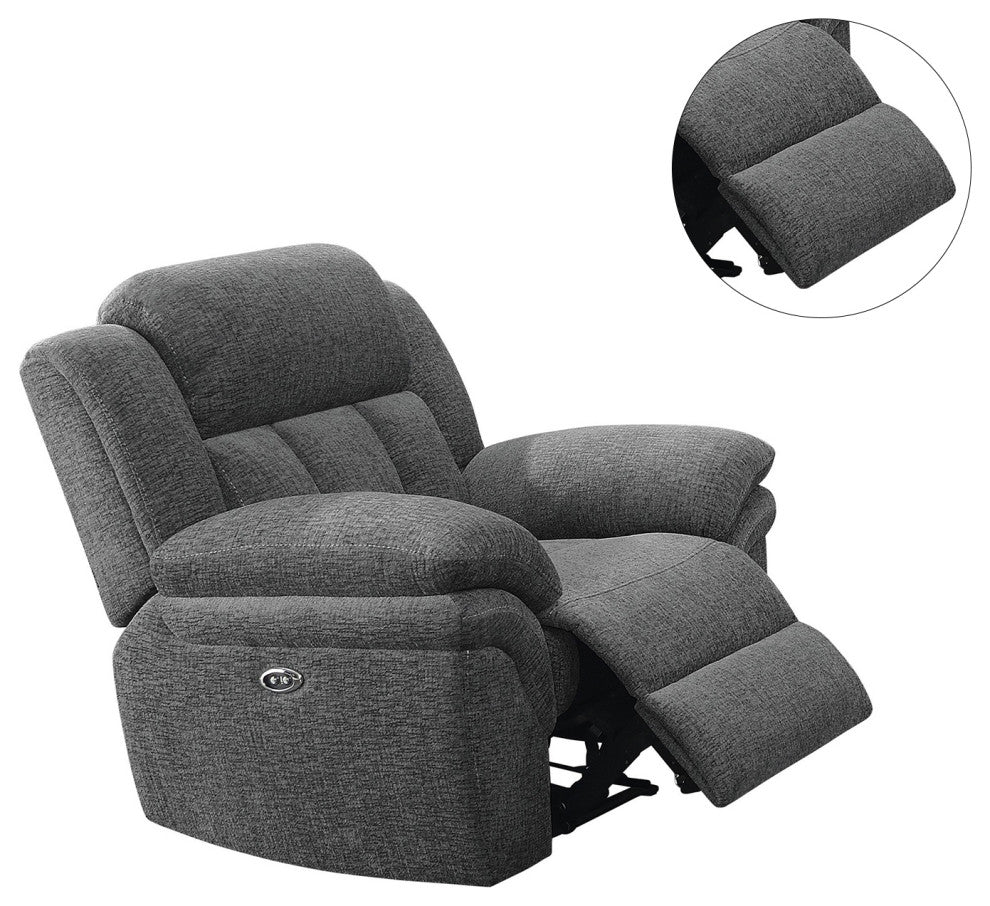 Pillow Top Arm Power Recliner, Charcoal
