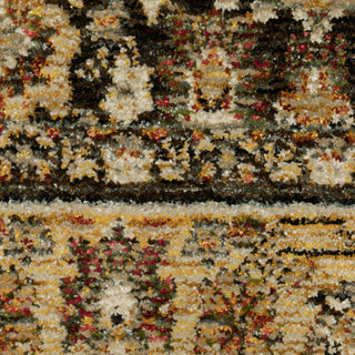 Adeline Bordered Traditional Brown/ Gold Area Rug Runner 2'6" x 12'