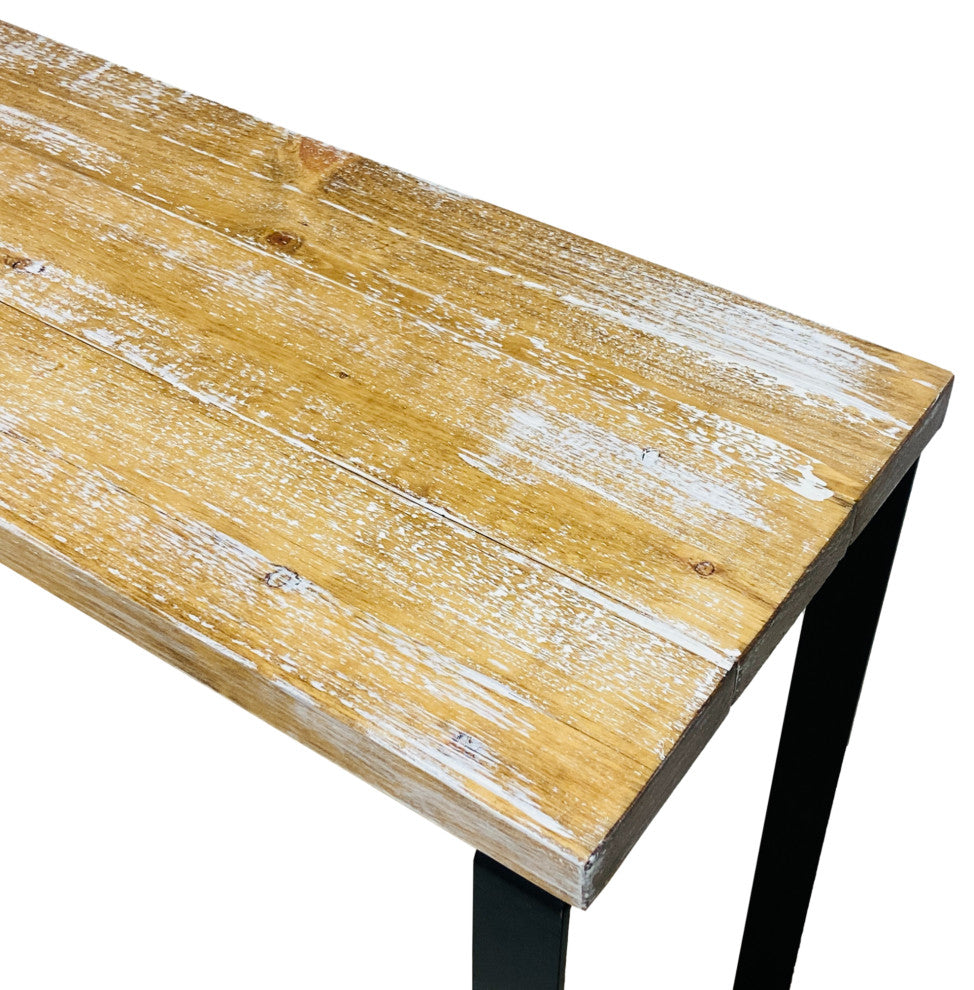 Barn Walls Bedroom Console Table Accent Table, Handcrafted, Boho Whitewash, 58" Length