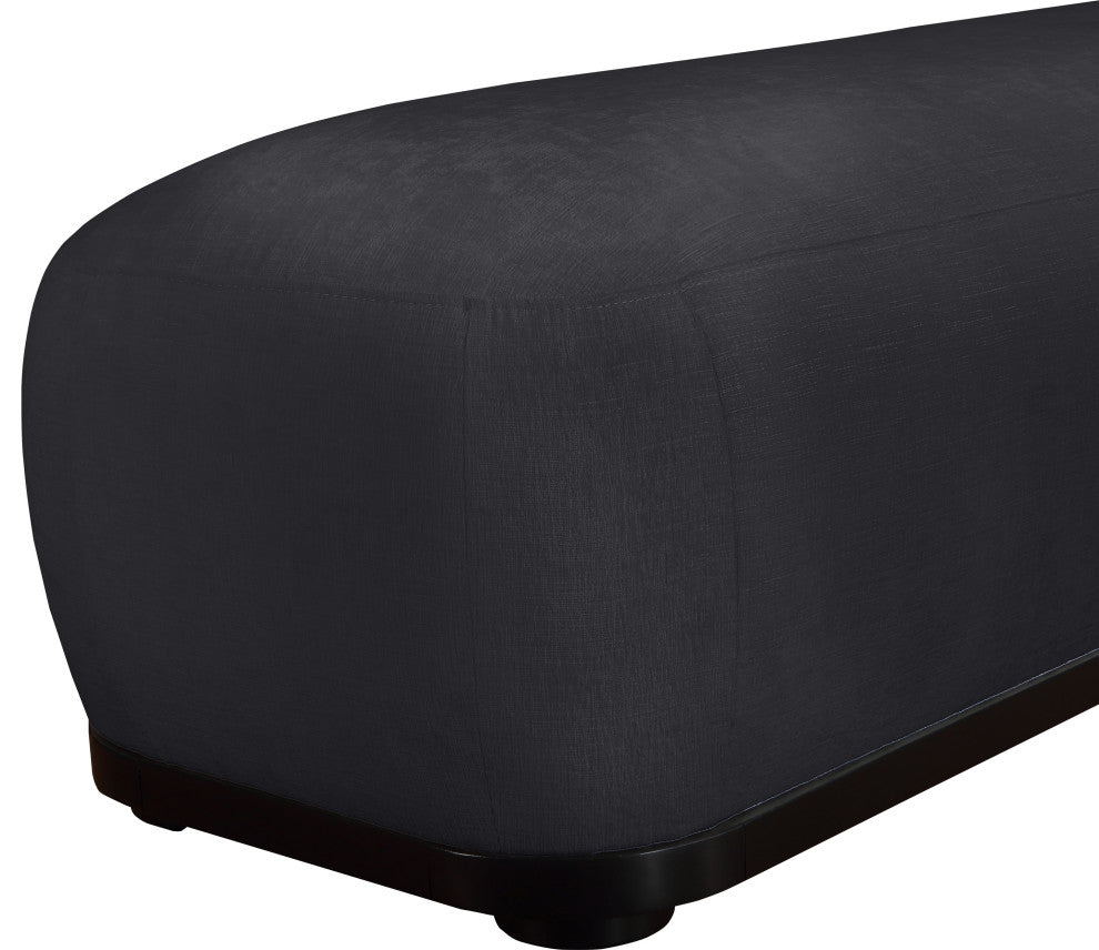 Calum Upholstered Bench, Black, Chenille Fabric, Black Finish