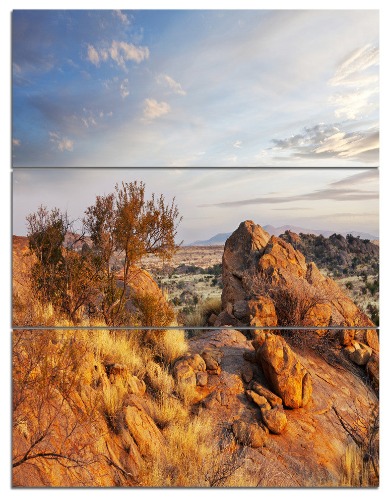 Beautiful African Rocky Landscape, Landscape Canvas Art, 28x36, 3 Panels