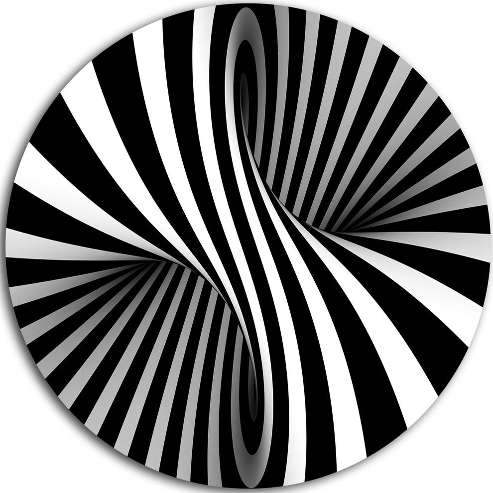 Black And White Spiral, Digital Large Disc Metal Wall Art, 23"