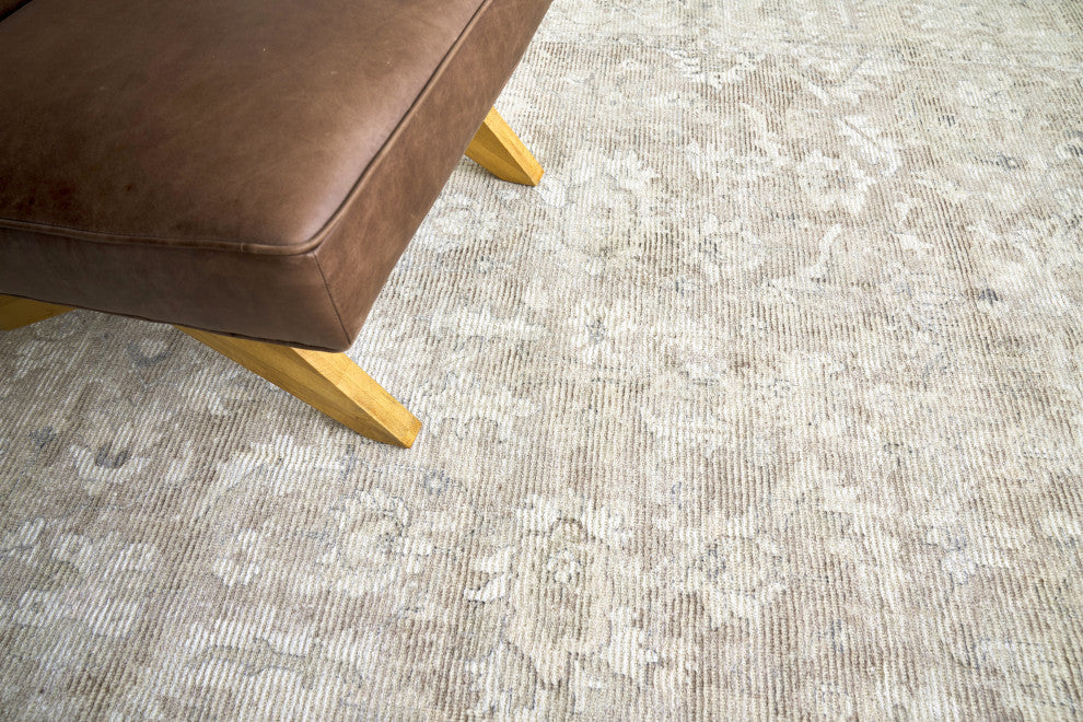Tuscany Handmade Hand Loomed Wool and Bamboo Silk Tan Area Rug