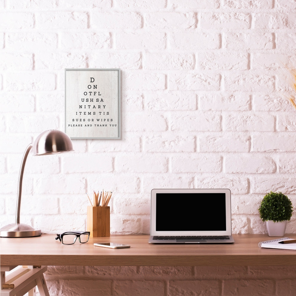 Eye Chart Funny Word Bathroom Laundry Wood Design, 11"x14"