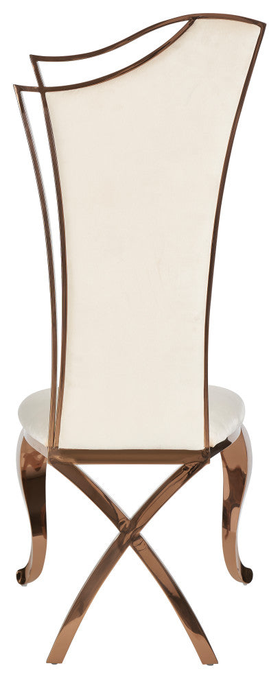 Modrest Bonnie Beige Velvet and Rose Gold Dining Chair, Set of 2