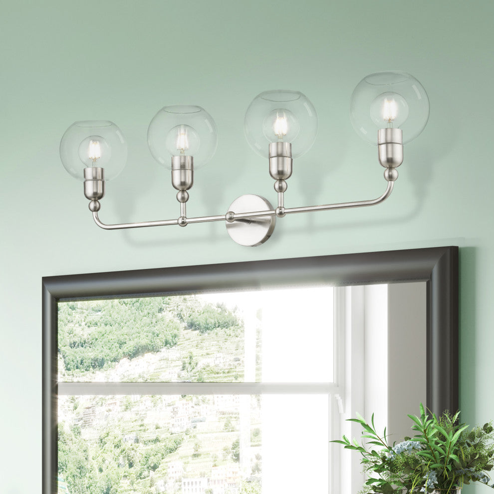 Downtown 4 Light Brushed Nickel Large Sphere Vanity Sconce