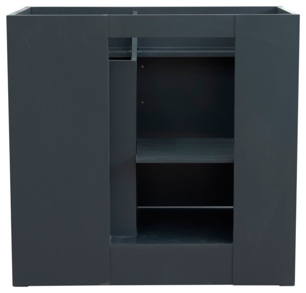 37" Single Sink Vanity, Dark Gray Finish With White Engineered Stone Top