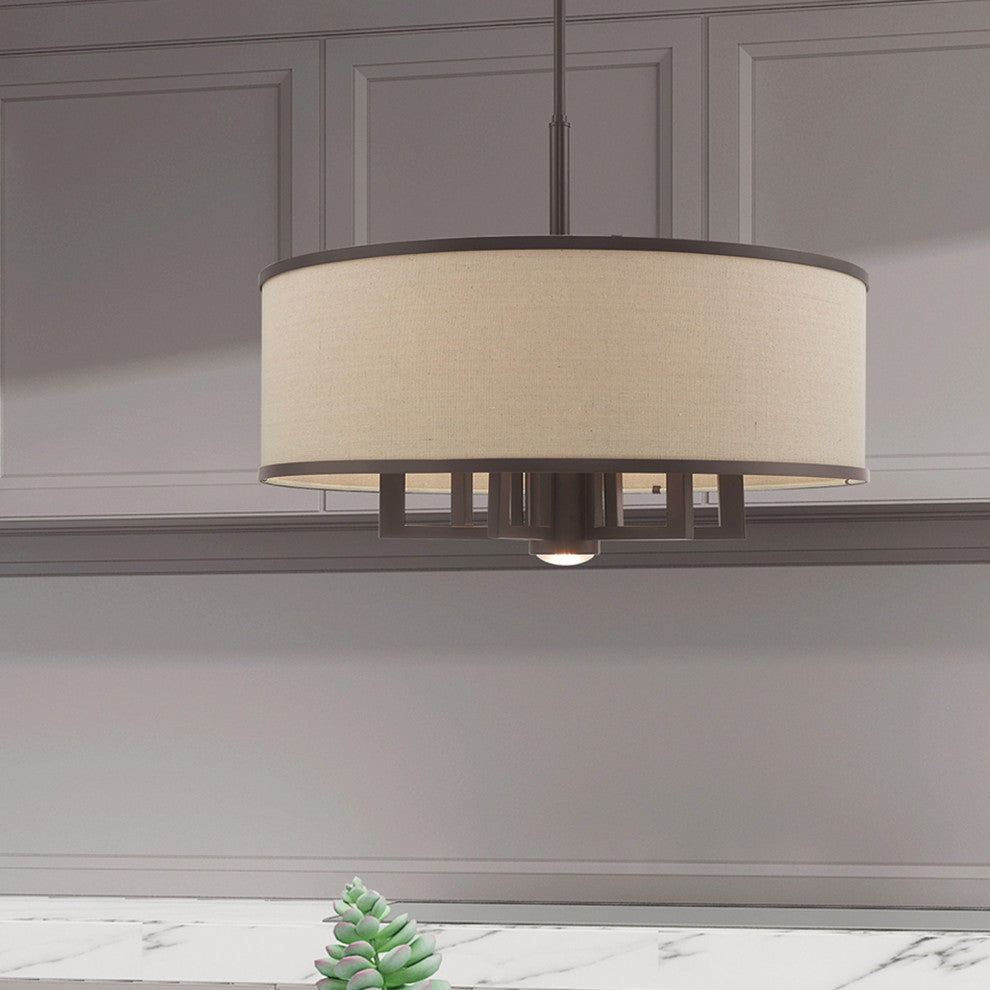 Livex Lighting 6 + 1 Light Pendant Chandelier, Bronze