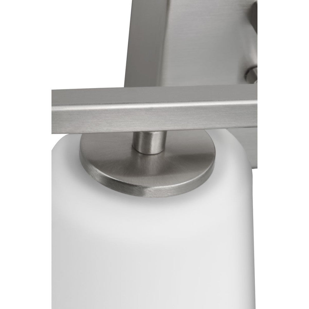Vertex Collection Four-Light Brushed Nickel Etched White Glass Bath Light