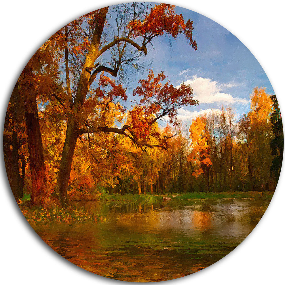 Quiet And Silent Autumn, Landscape Round Wall Art, 36"