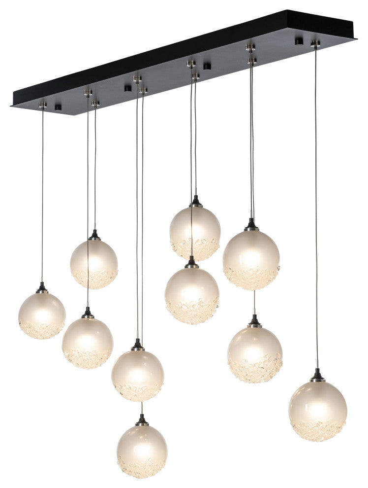 Fritz Globe 10-Light Pendant - Black - Frosted Glass - Standard