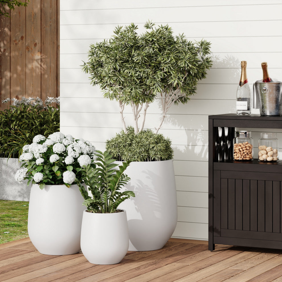 DTY Signature Mount Wilson 1-piece Fiberstone Tapered Planter, White, Large