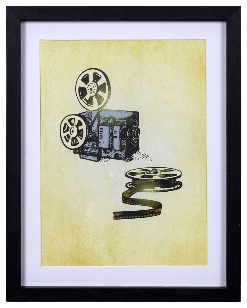 Contemporary Movie Projector and Film Framed Wall Art