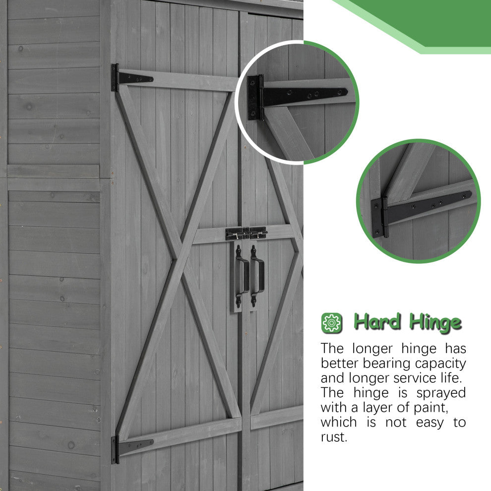 Outdoor Storage Shed With Lockable Door, Gray
