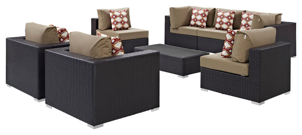 Espresso Mocha Convene 8 Piece Outdoor Patio Sectional Set