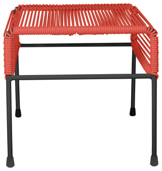 Atom Indoor/Outdoor Handmade Ottoman with Black Frame, Papaya Weave