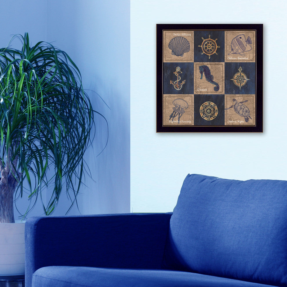 "Coastal Collage II" By Debbie DeWitt, Printed Wall Art, Black Frame