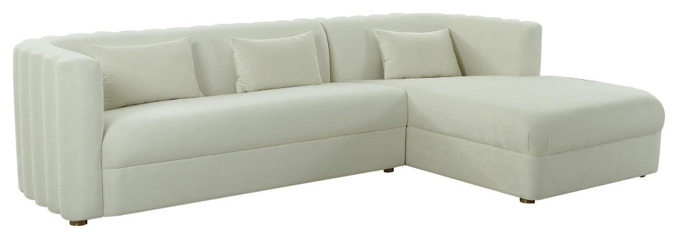 Callie Velvet Sectional, Cream, Raf