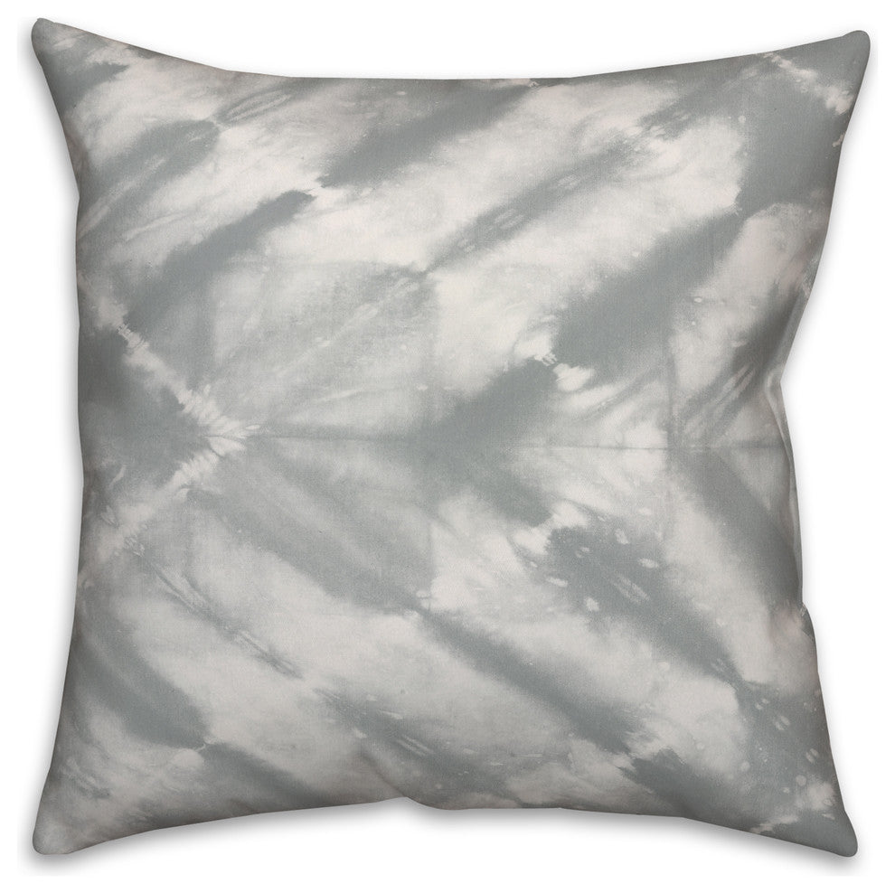 Grey Watercolor Shibori Print 16x16 Throw Pillow