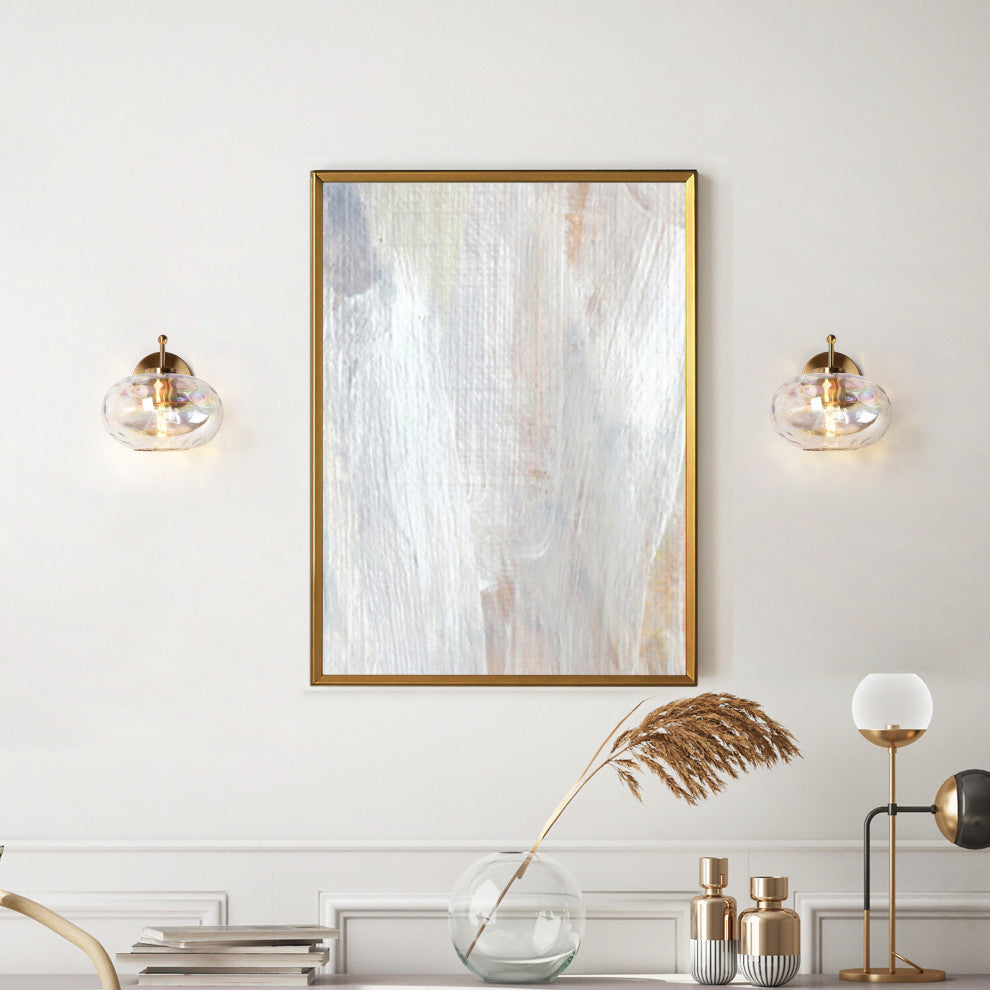 LNC Chrysaorican 1-Light 8" Iridescent Globe Glass Brass Wall Sconce, Brass