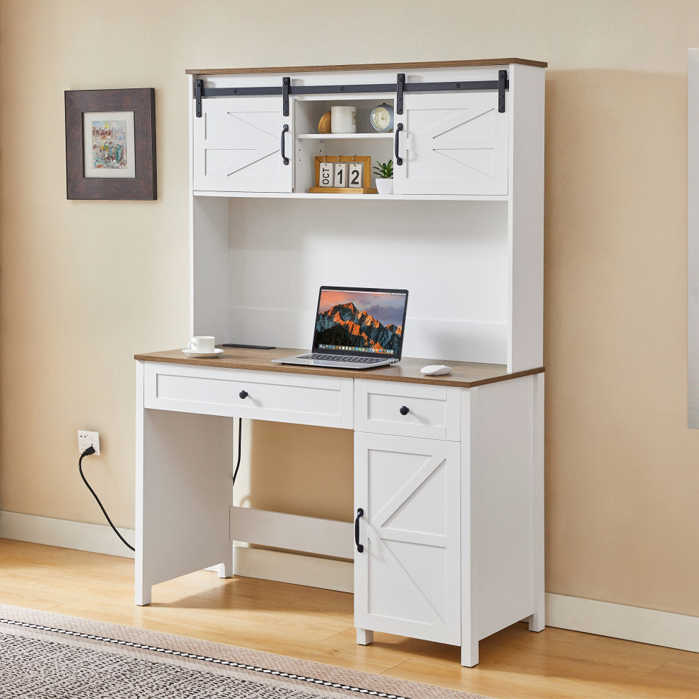 Gewnee 47" Farmhouse Executive Desk with Drawers