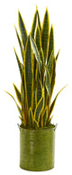 Nearly Natural 3" Sansevieria Artificial Plant in Green Metal Planter