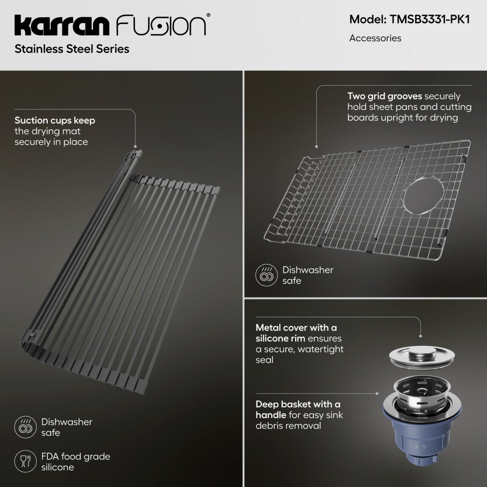 Karran Fusion Top Mount 33-in x 22-in Stainless Steel Single Bowl Kitchen Sink