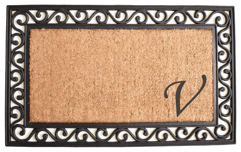 Versailles Monogram Doormat, 22"x36", V