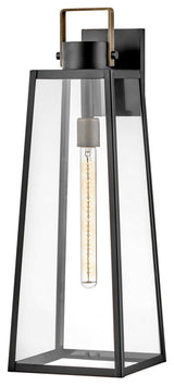 Lark Hugh 25" Large Outdoor Wall Mount Lantern, Black + Burnished Bronze