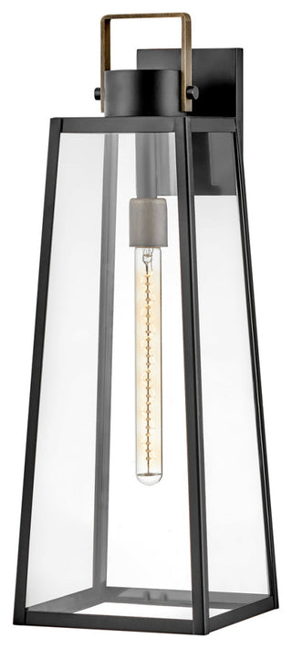 Lark Hugh 25" Large Outdoor Wall Mount Lantern, Black + Burnished Bronze